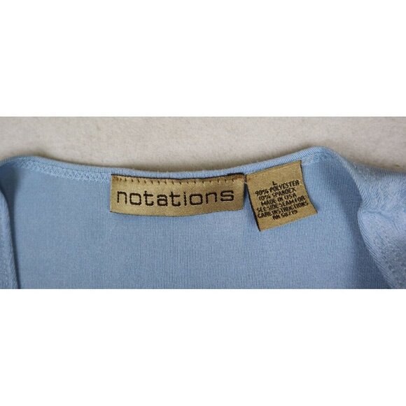 NOTATIONS - WOMEN'S BLUE SHORT SLEEVE SLINKY TEXTURED 2-FOR TOP - SIZE L - Picture 5 of 7